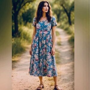 SAVANNAH Buttoned Front Dress Short Sleeves